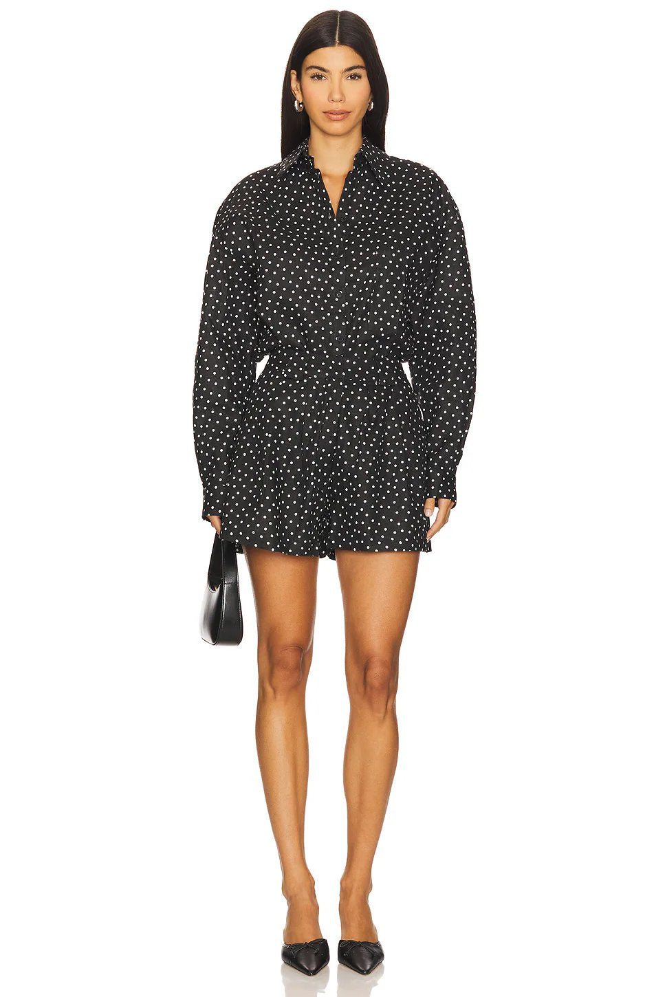 AEXAE Linen Woven Shirt in Polka Dot - Image 4