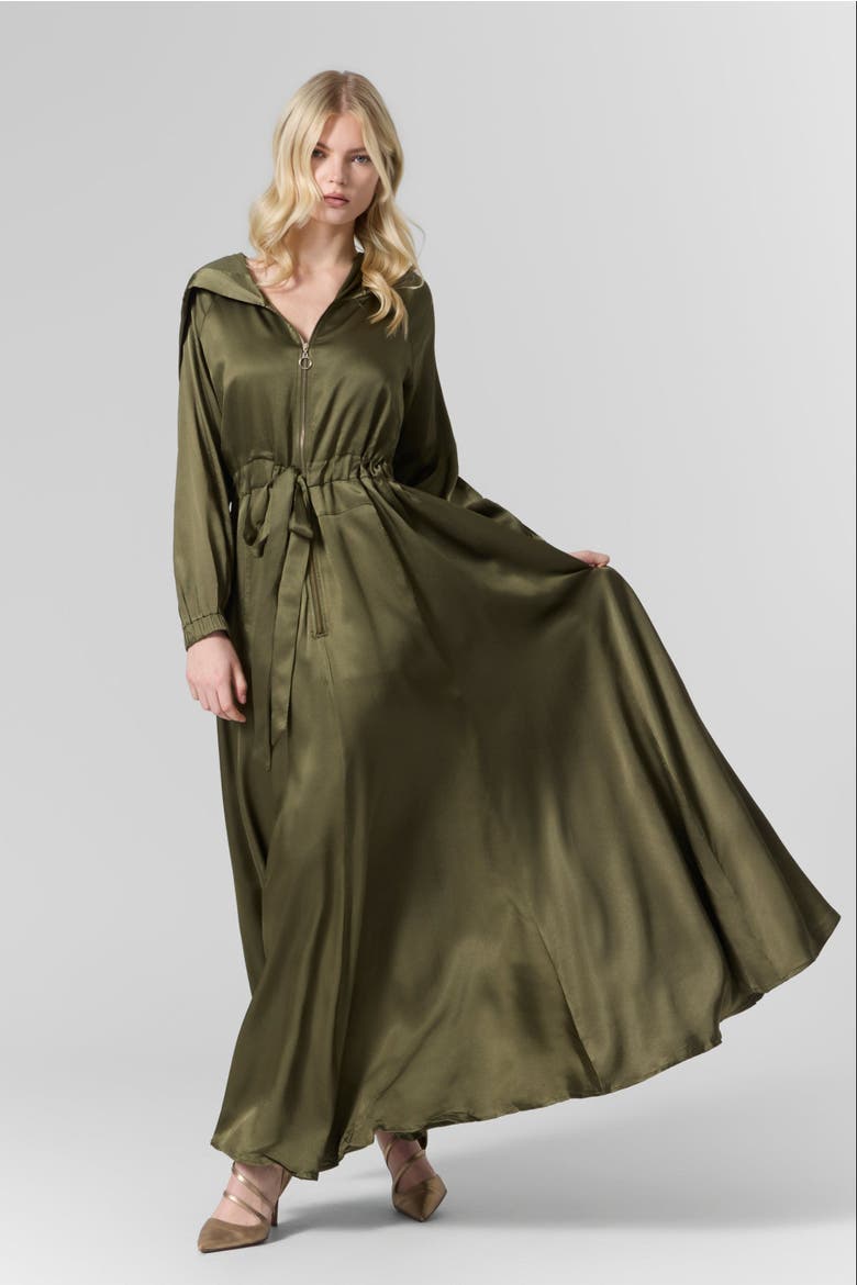 Silk Hooded Maxi Dress