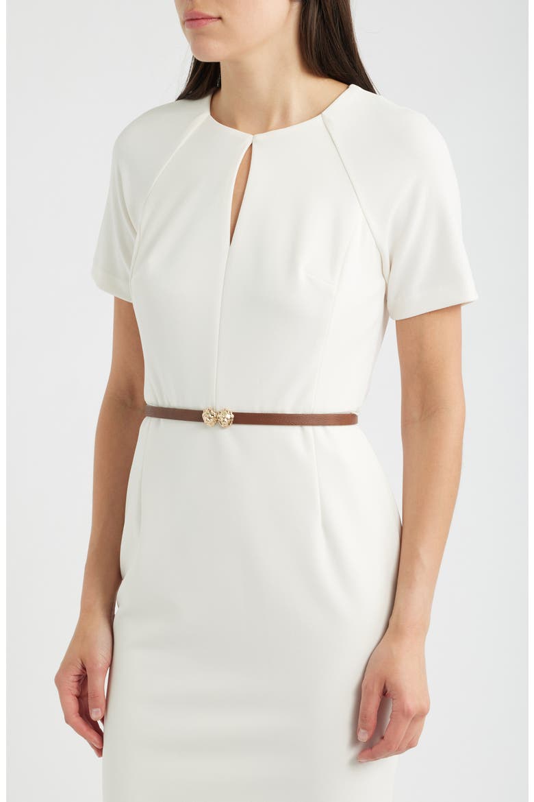 Keyhole Belted Sheath Dress