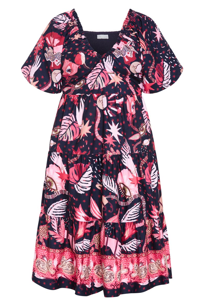 Simona Mixed Print Midi Dress