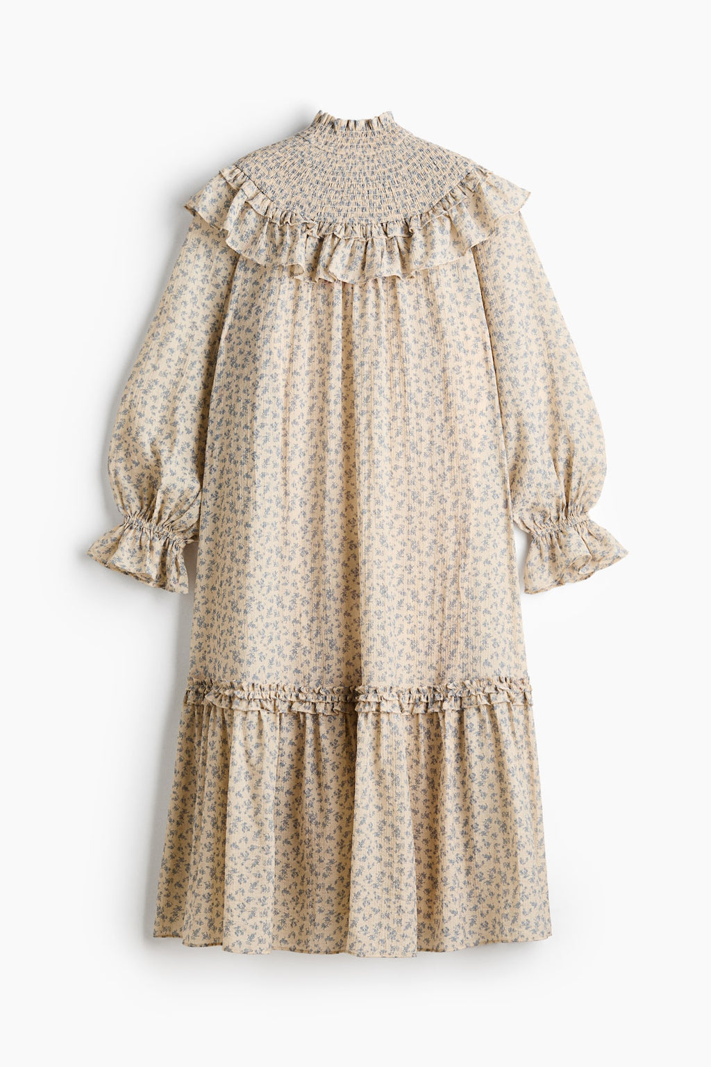Ruffle-Trimmed Textured-Weave Dress