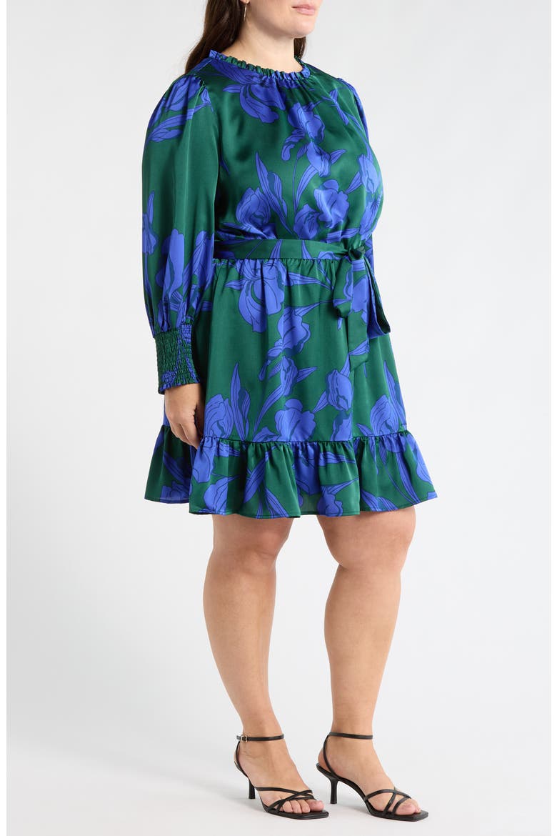 Busbee Floral Sevilla Satin Long Sleeve Dress