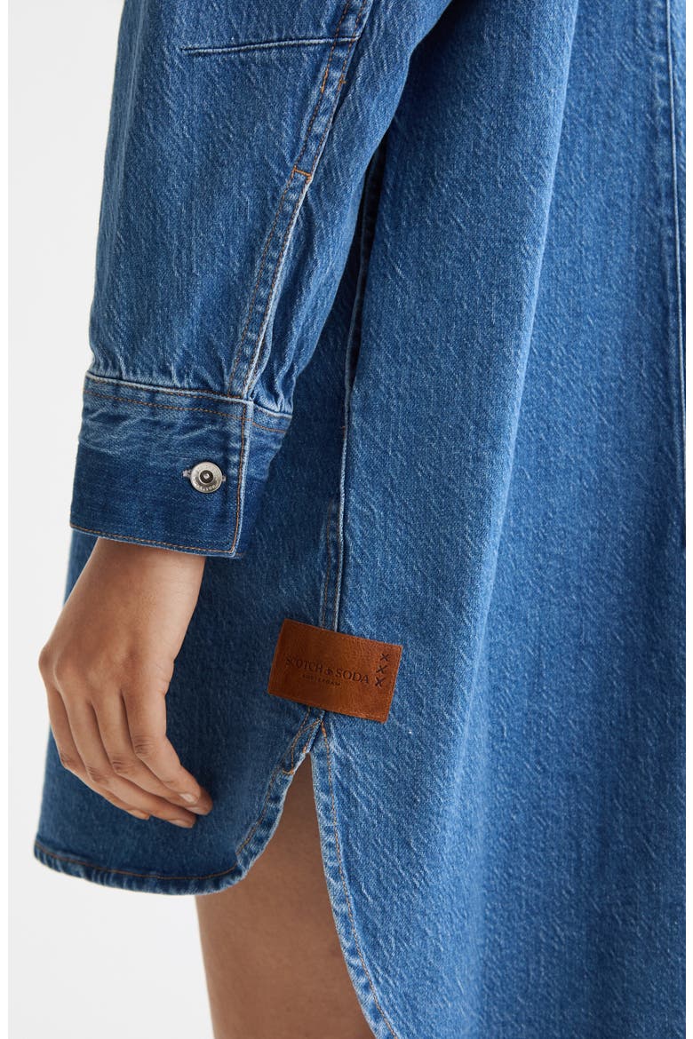 Long Sleeve Washed Denim Mini Shirtdress