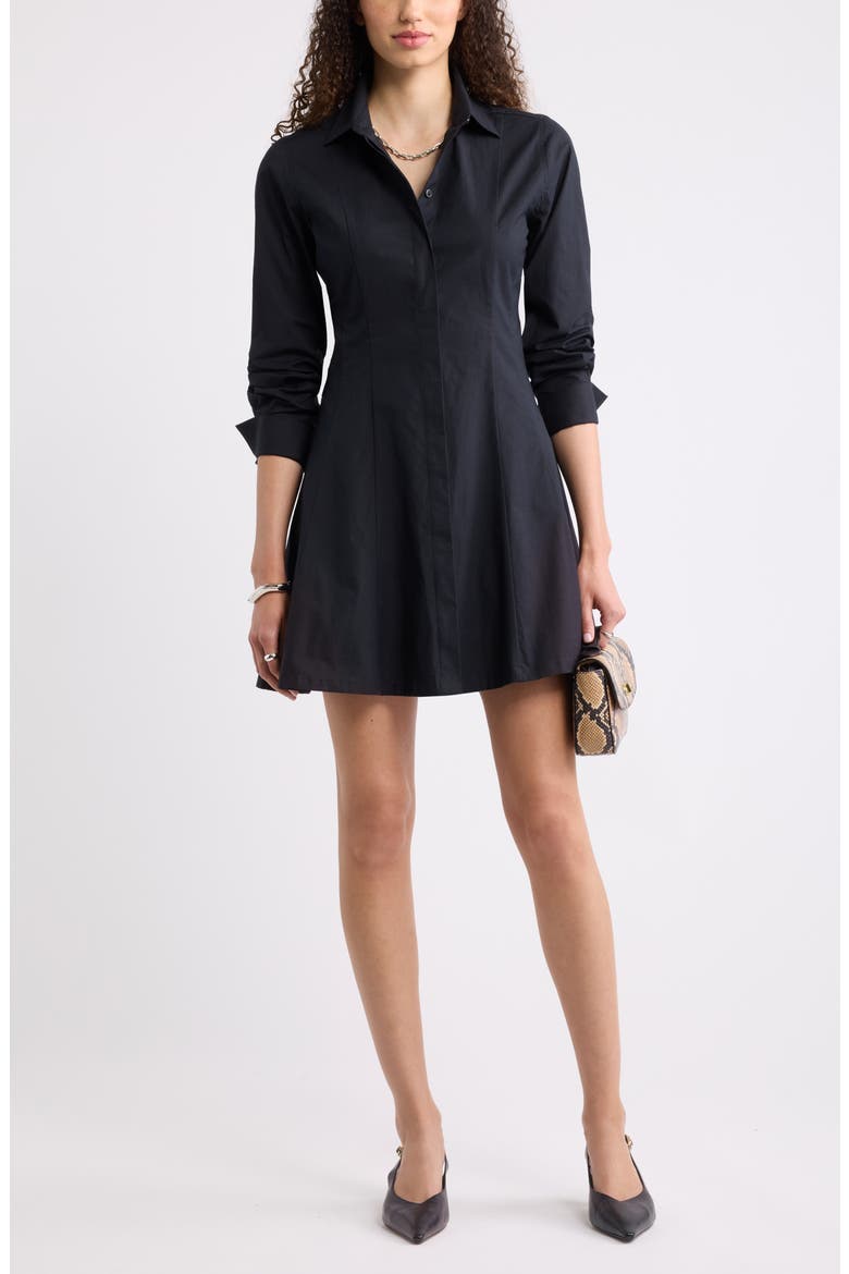 Seamed Mini Shirt Dress