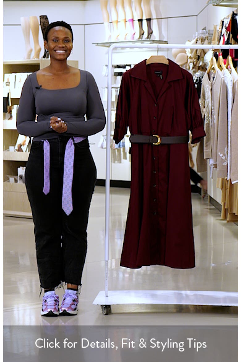 Belted Stretch Cotton Midi Shirtdress
