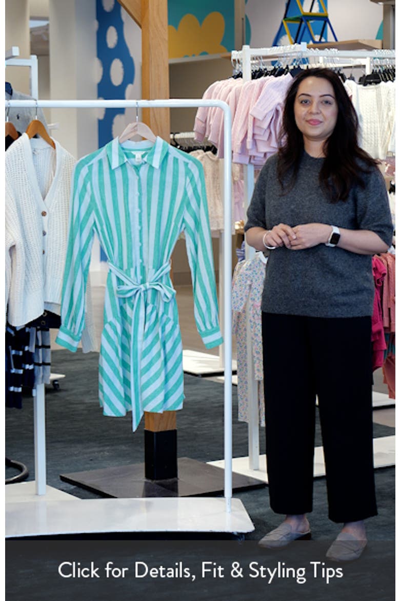 Long Sleeve Linen Blend Mini Shirtdress