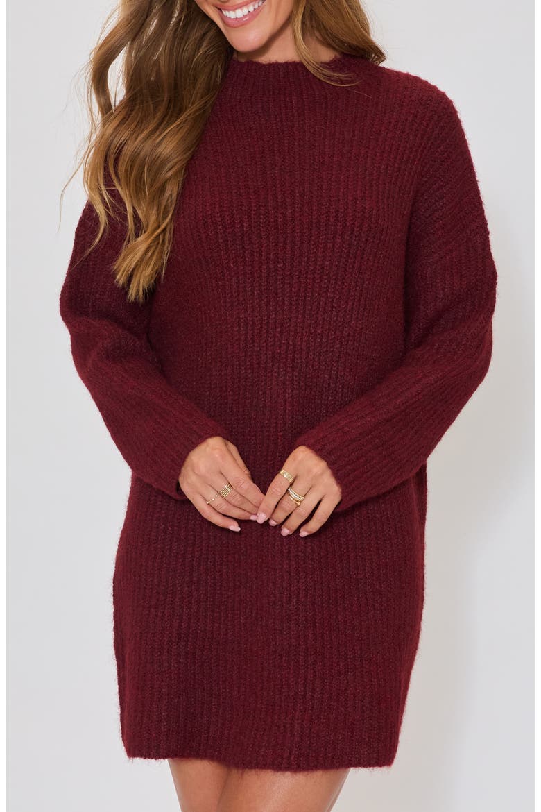 About Town Long Sleeve Rib Sweater Dress