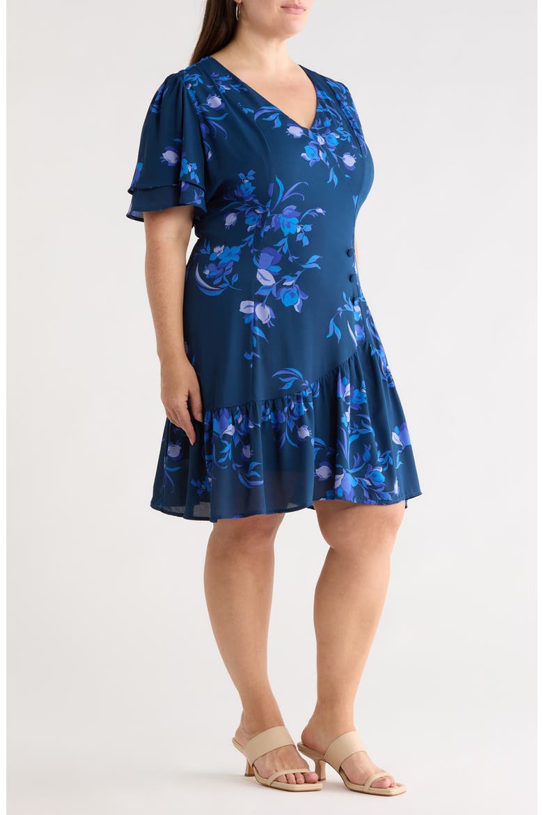 Niva Floral Print Faux Wrap Dress
