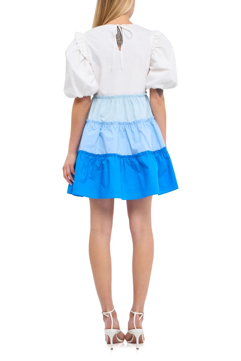 Colorblock Puff Sleeve Minidress