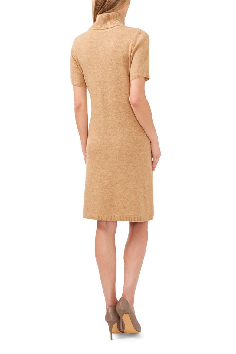 Short Sleeve Turtleneck Sweater Dress