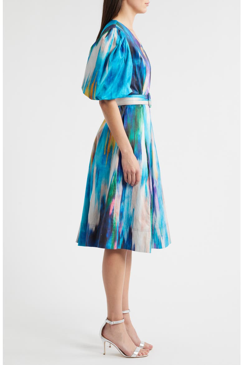 Miriam Ikat Print Belted Cotton Dress