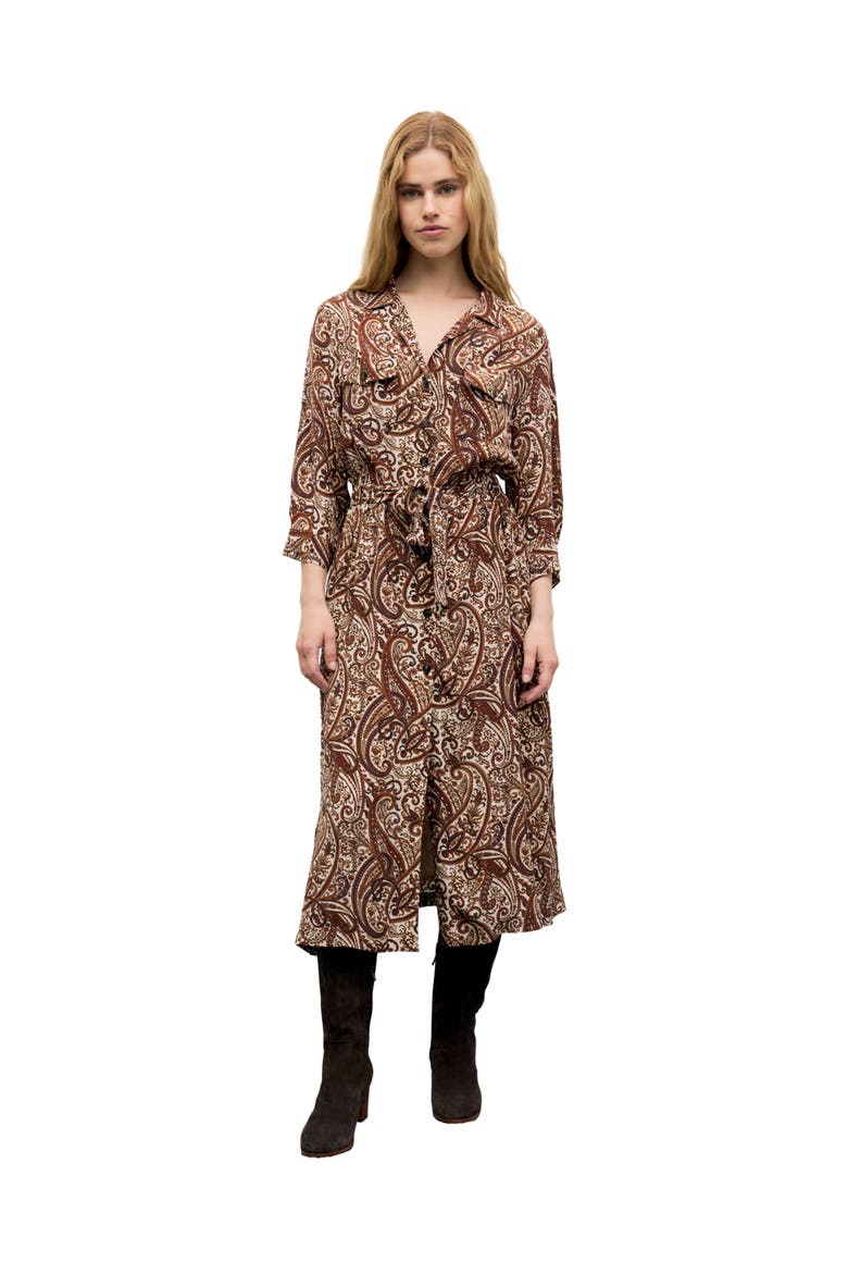 Cyra 3/4 Sleeve Midi Shirt Dress