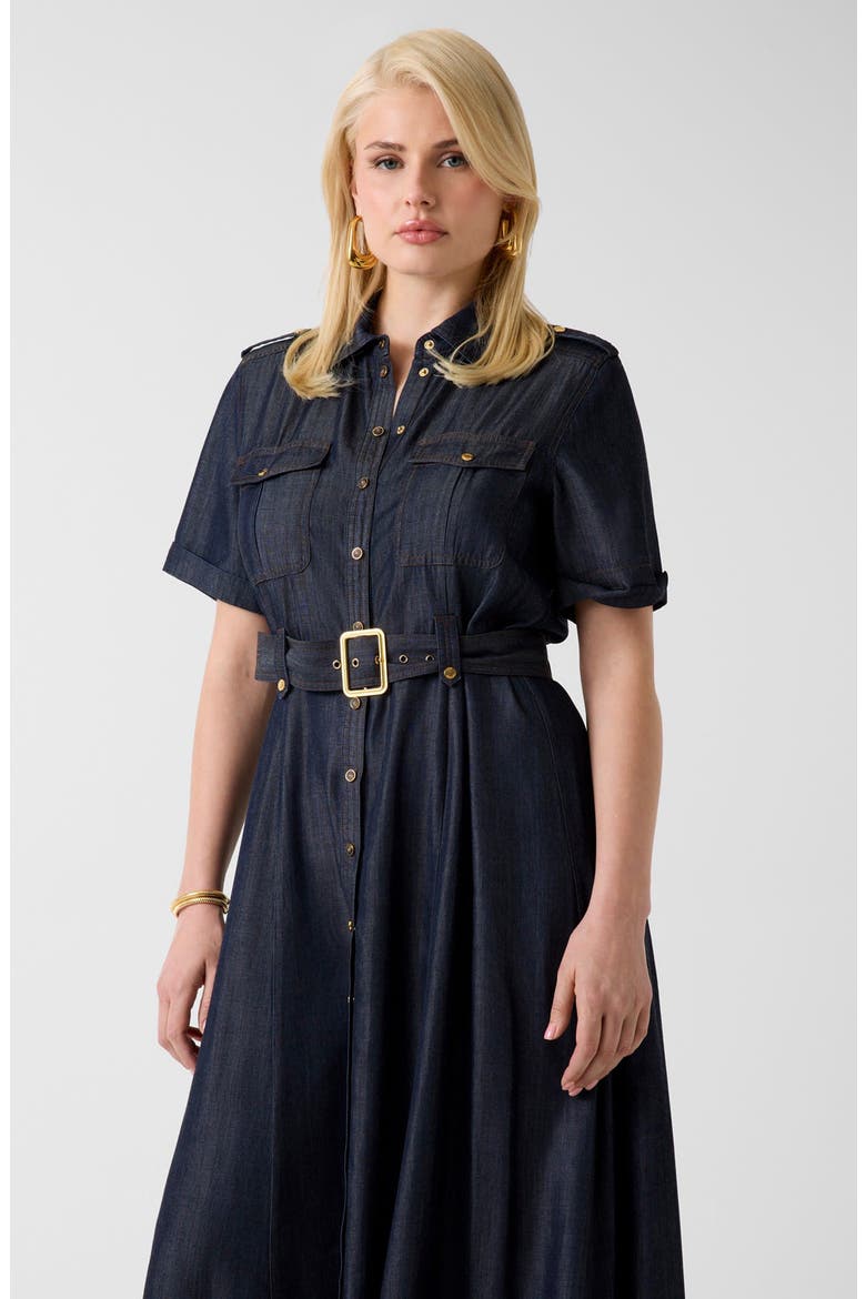 Katie Belted Denim Maxi Dress