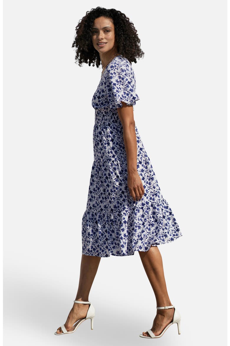 Floral Angel Sleeve Midi Dress