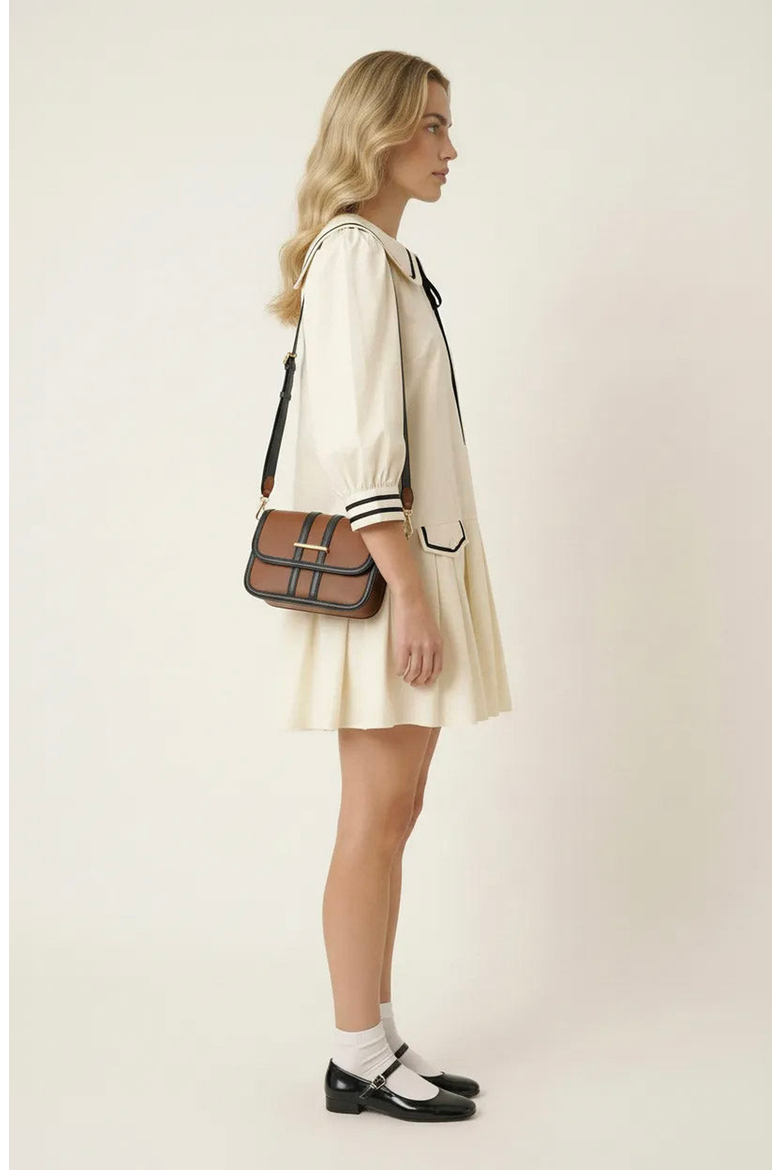 Long-Sleeve Pleated Mini Dress