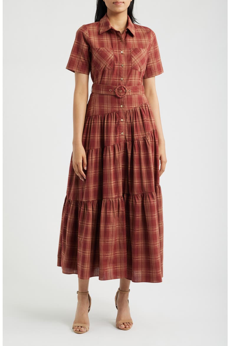 Plaid Belted Maxi Dress