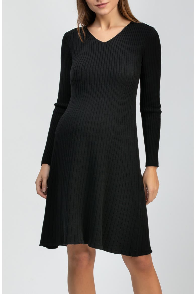 Bianca Rib Long Sleeve Maternity Dress