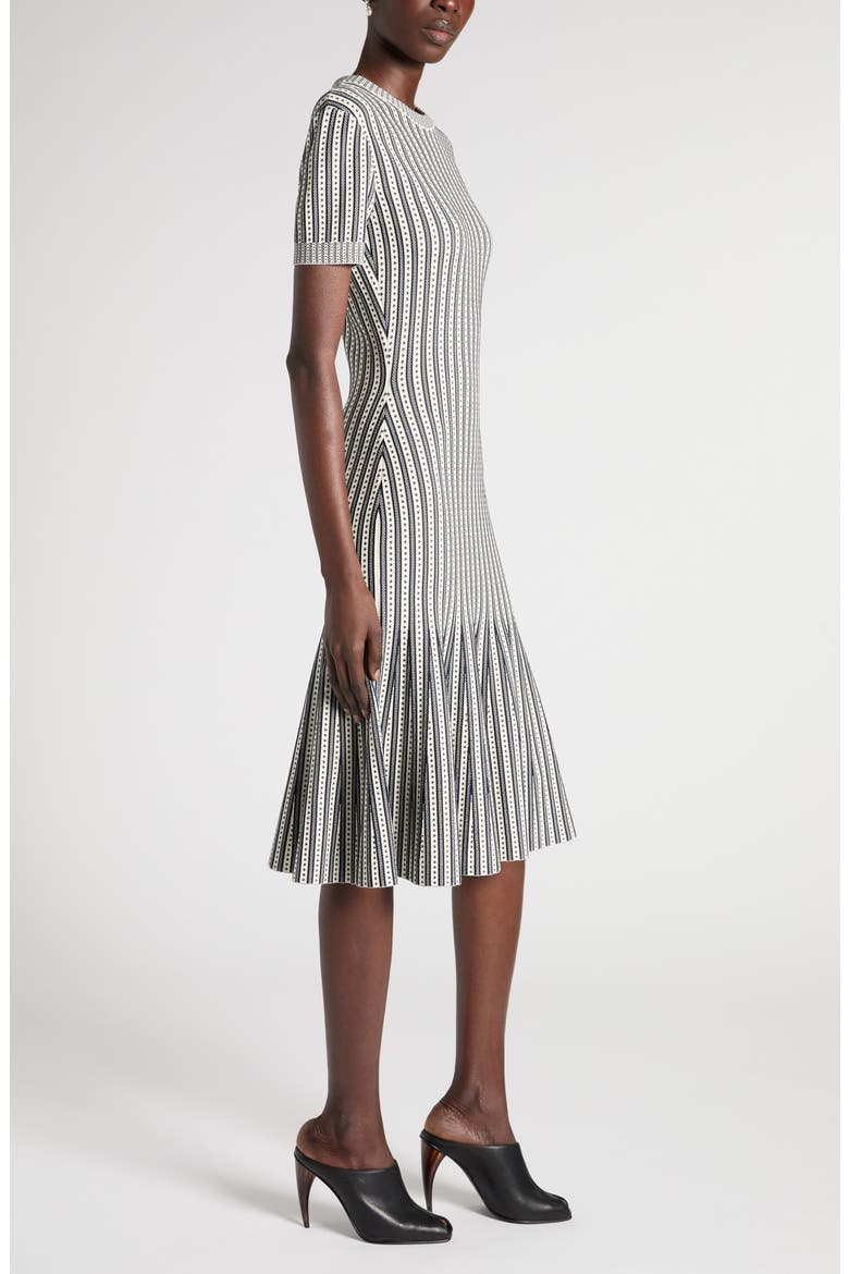 Jacquard Stripe Trumpet Sweater Dress