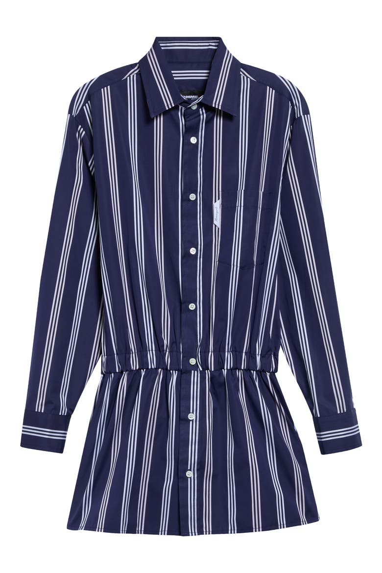 Stripe Long Sleeve Cotton Mini Shirtdress