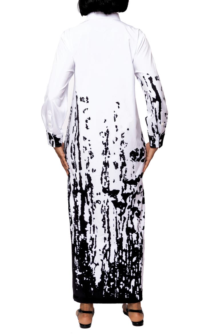 Bali Print Long Sleeve Maxi Shirtdress