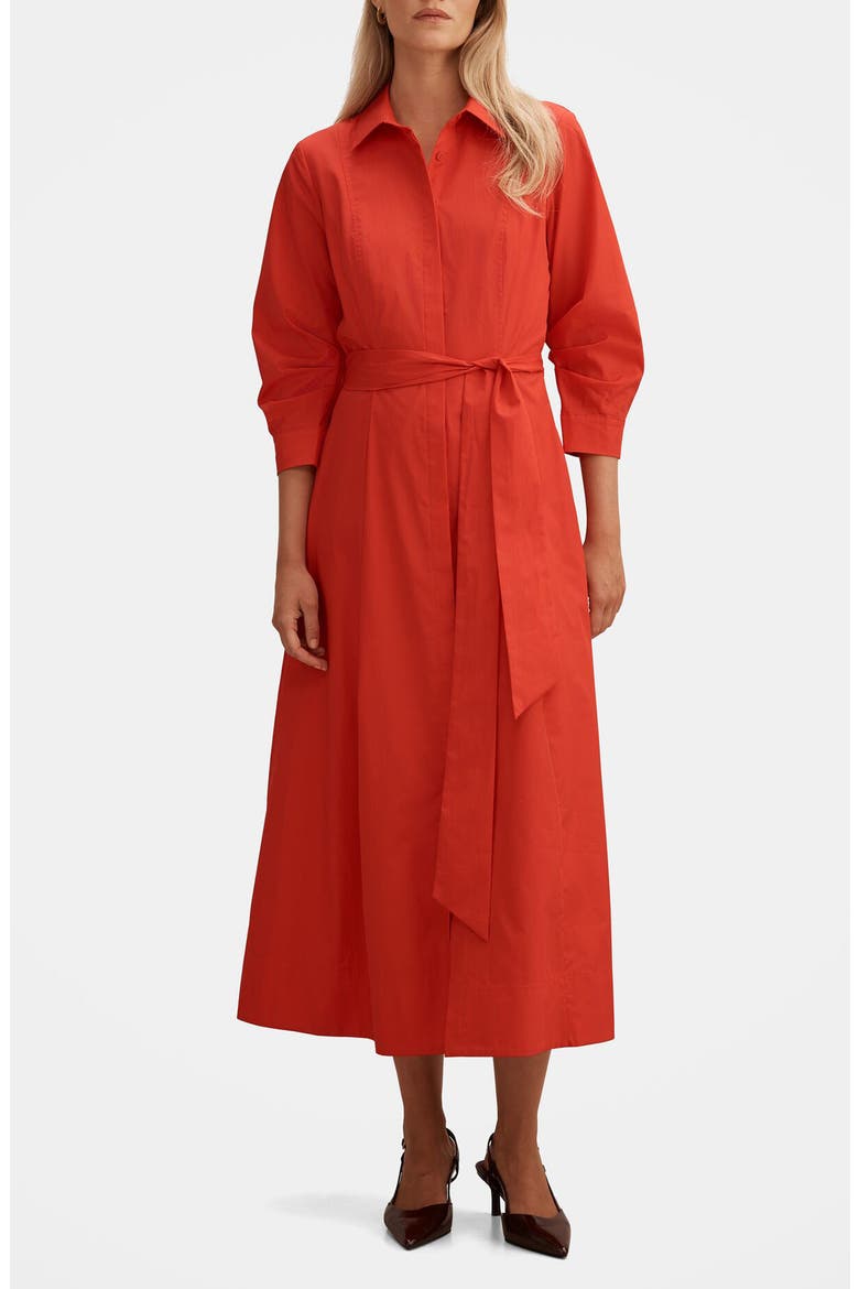 Sally Tie Belt Cotton Midi Shirtdress