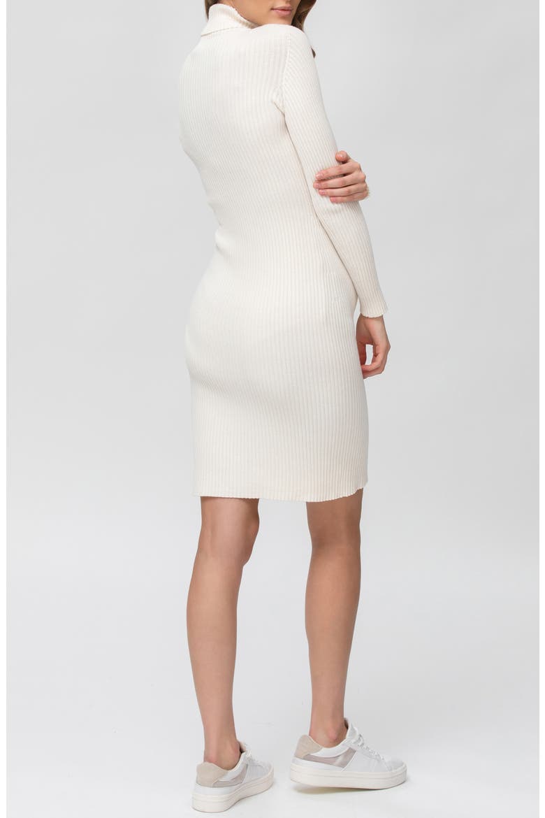 Turtleneck Long Sleeve Rib Maternity Sweater Dress