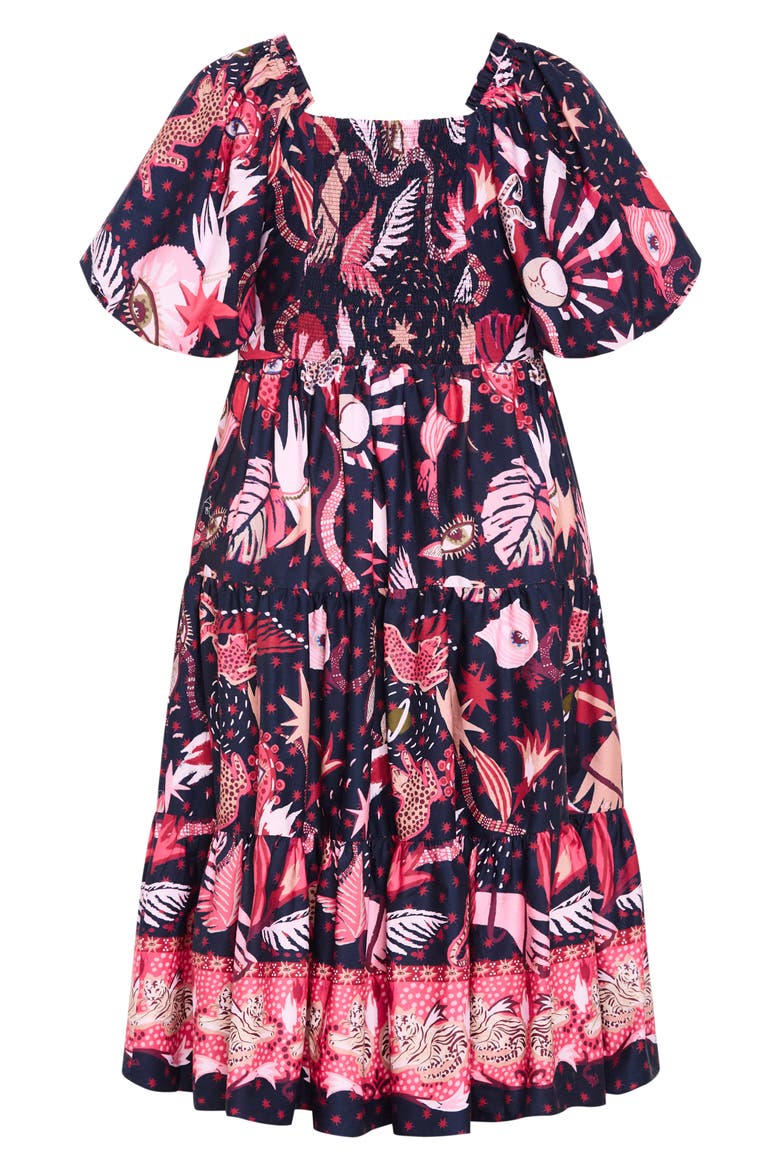 Simona Mixed Print Midi Dress