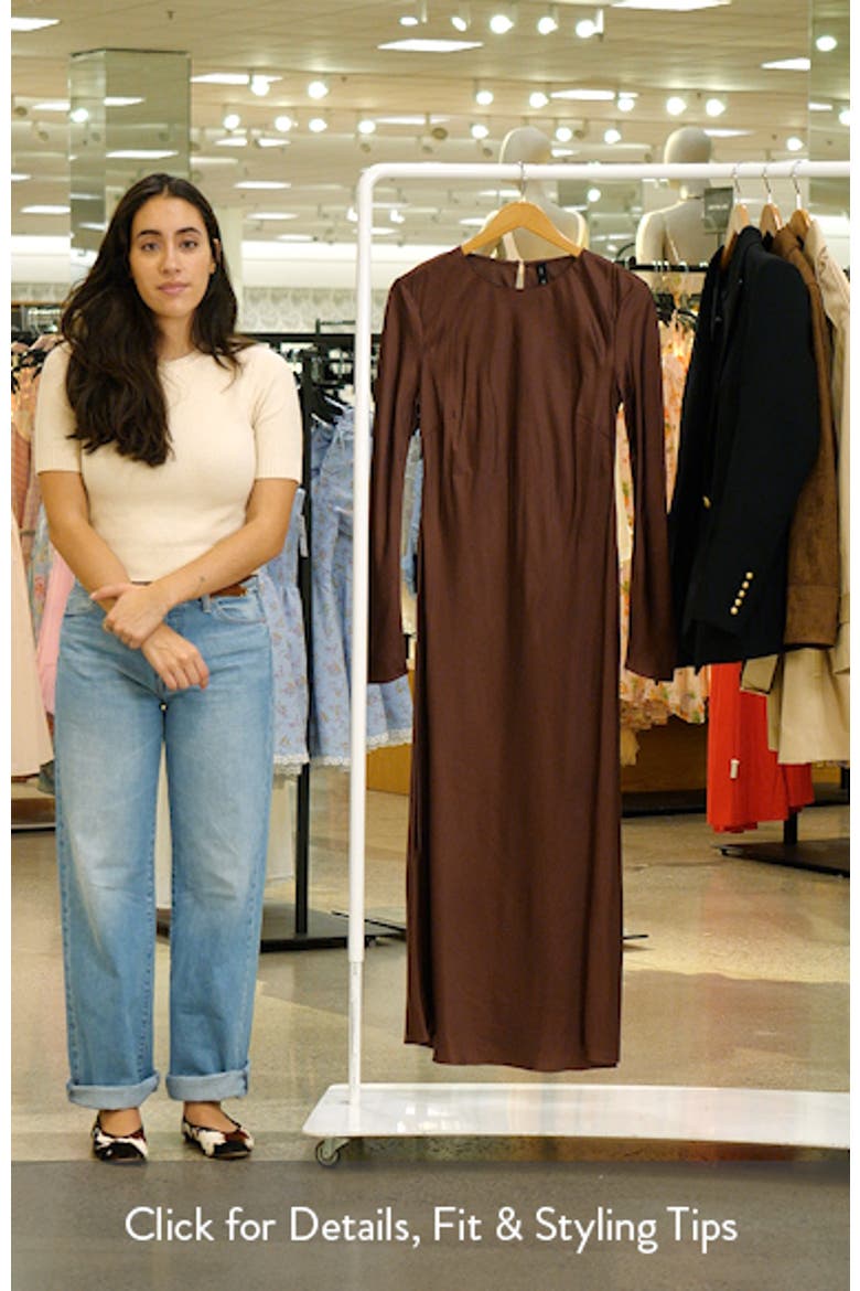 Long Sleeve Satin Midi Dress