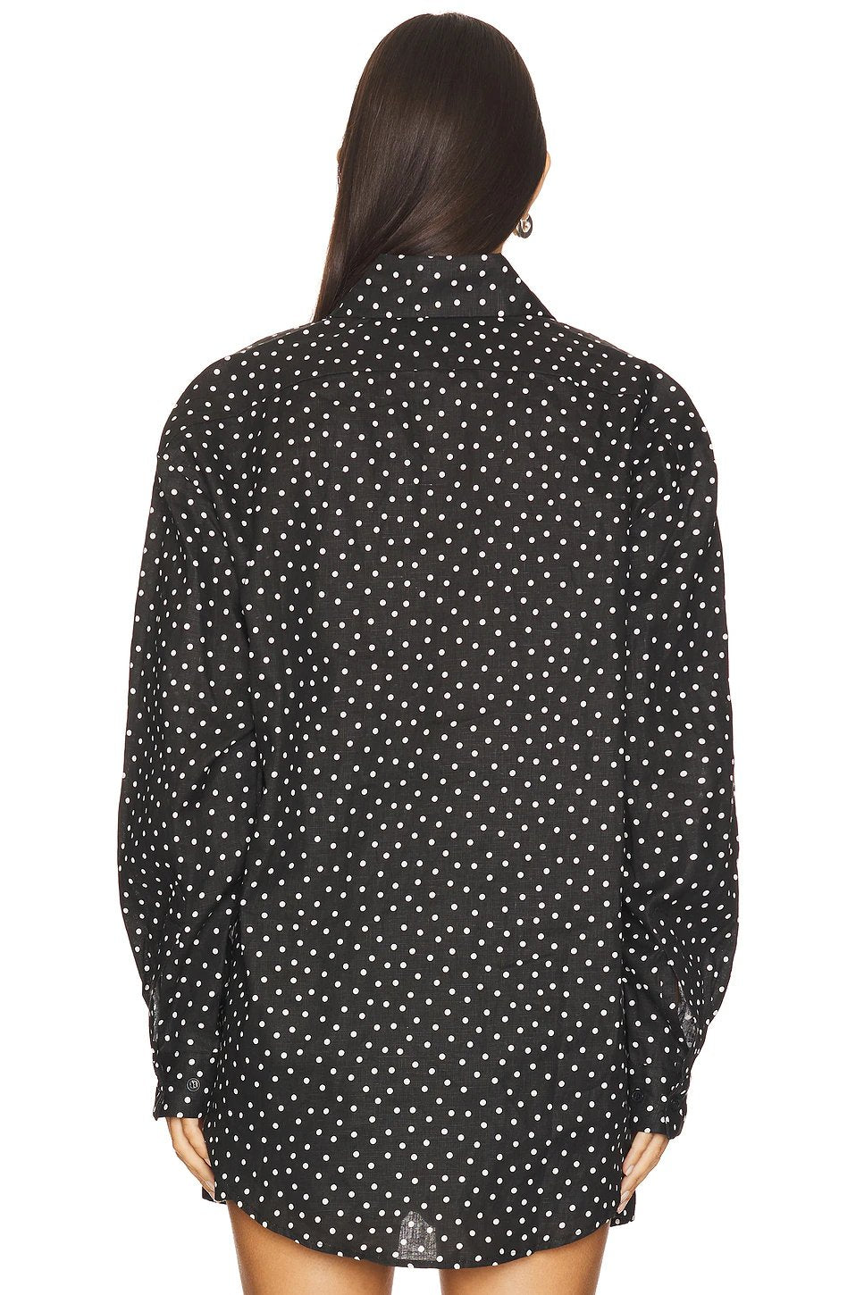 AEXAE Linen Woven Shirt in Polka Dot - Image 3