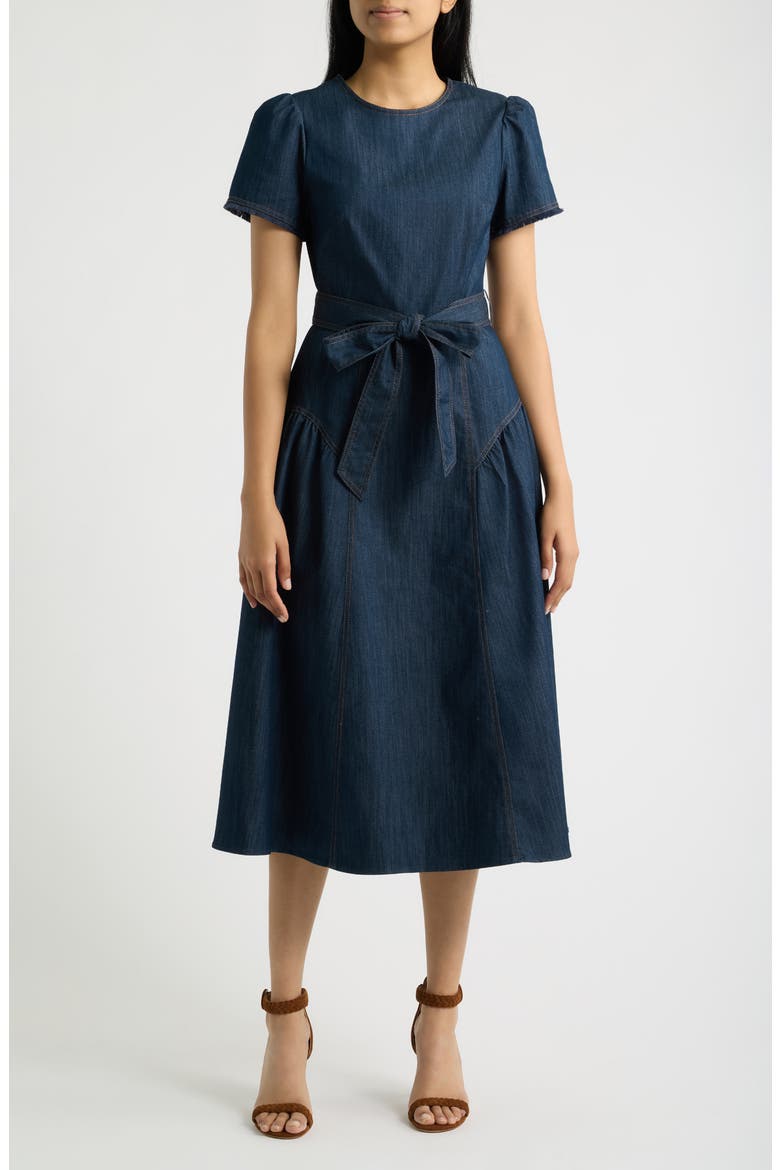 Fit & Flare Denim Midi Dress