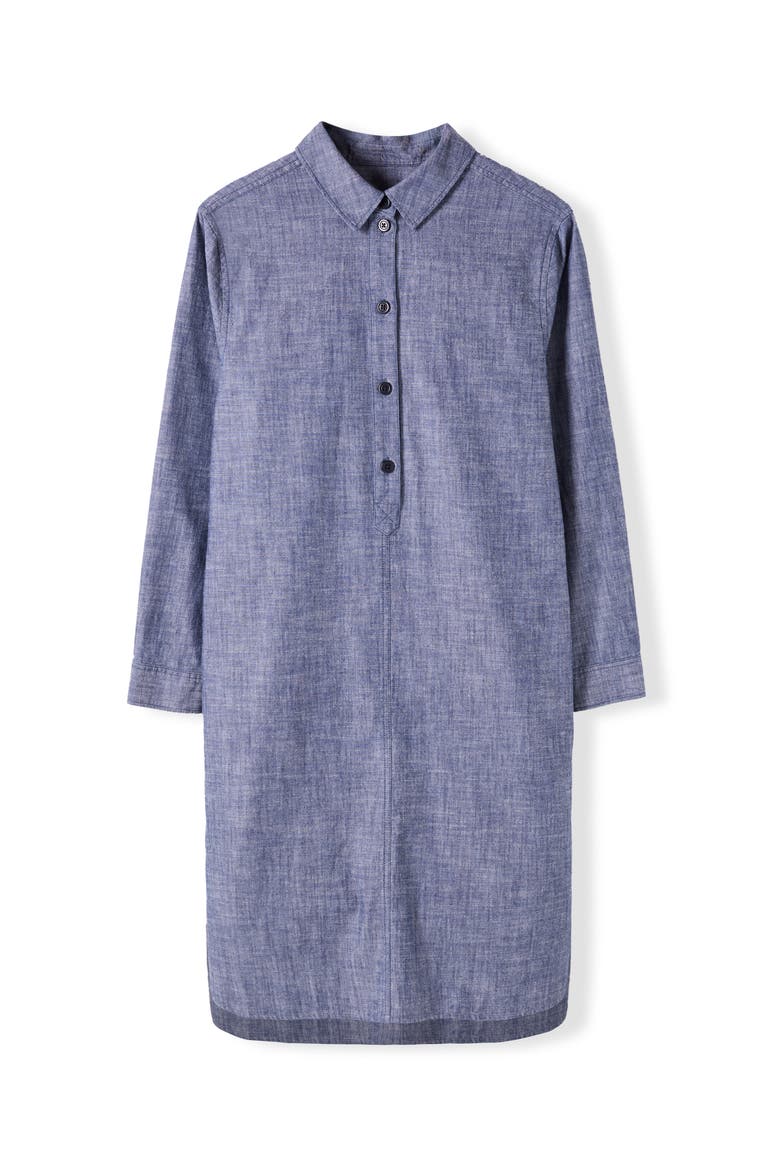 Chambray Long Sleeve Knee Length Dress