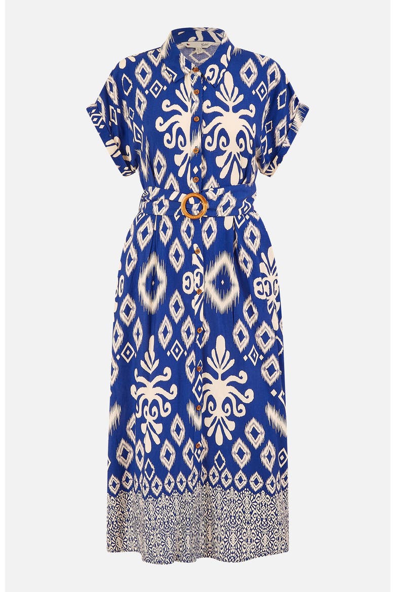 Geo Print Relaxed Midi Shirt Dress