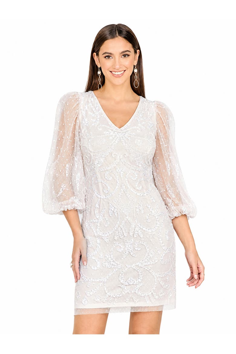 V-Neck, Balloon Sleeve Bridal Mini