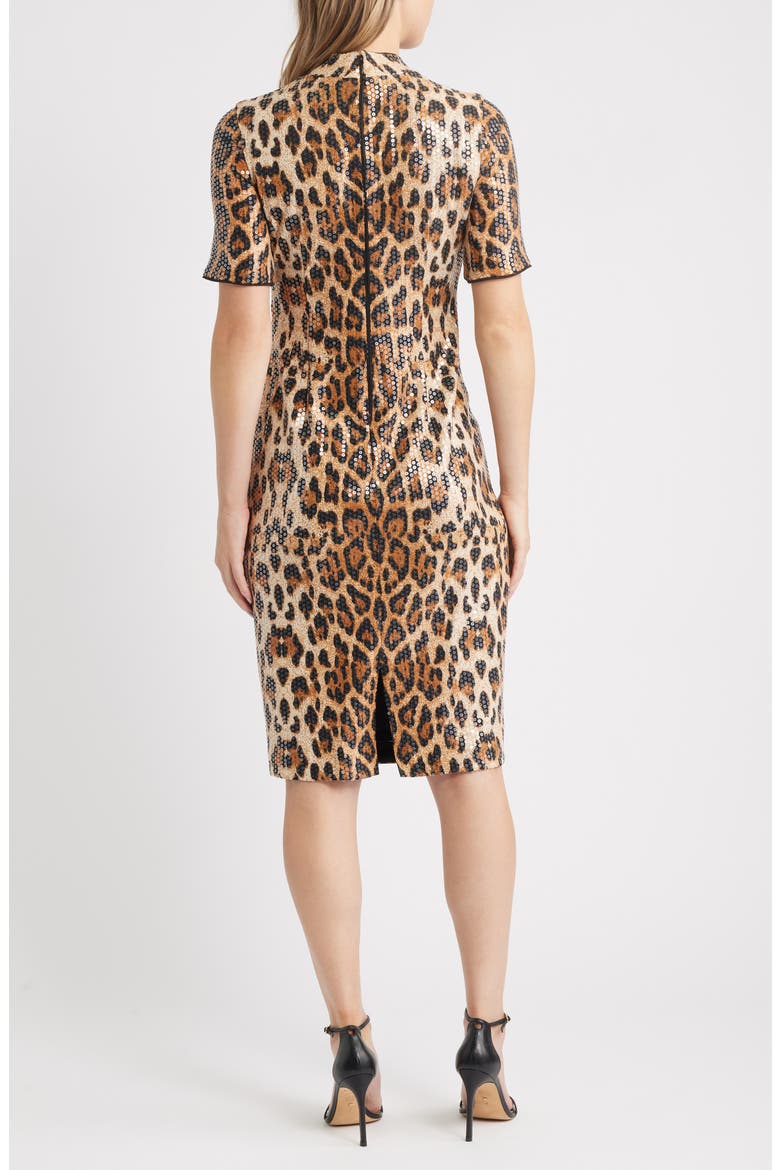 Sequin Mock Neck Sheath Dress