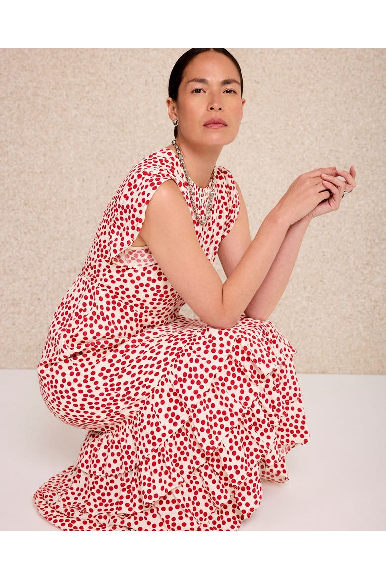 Polka Dot Ruffle Midi Dress
