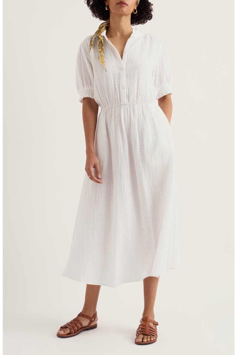 Shore Path Organic Cotton Gauze Midi Dress
