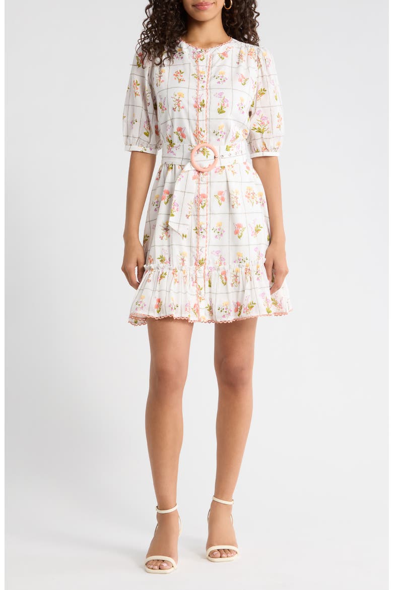 Diane Floral Redna Belted Cotton Button-Up Minidress