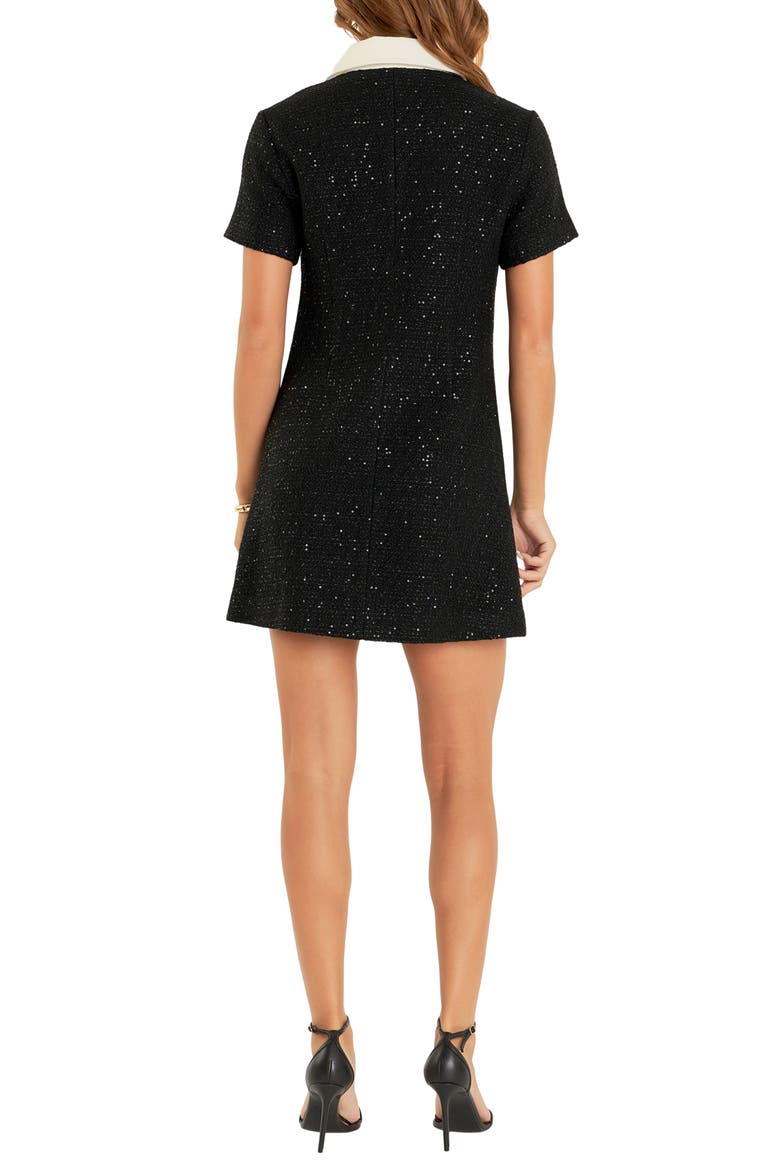 Sequin Tweed Button Up Minidress