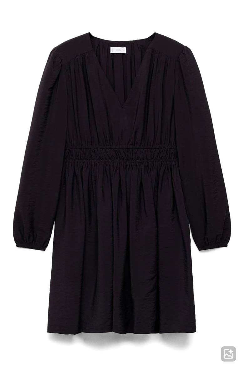 Smocked Waist Long Sleeve Dress