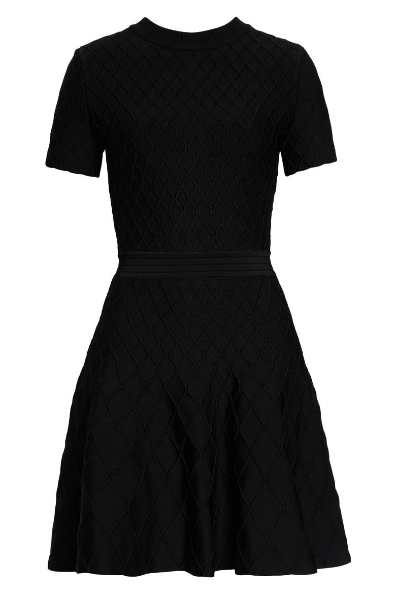 Diamond Jacquard Fit & Flare Mini Sweater Dress
