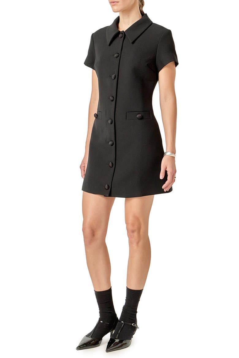 Velvet Button Mini Shirdress