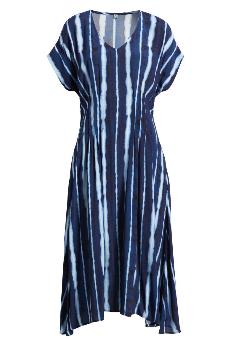Lana Shibori Stripe Short Sleeve Midi Dress