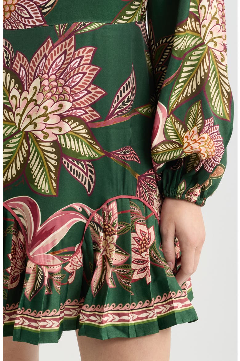 Arabesque Long Sleeve Floral Print Minidress