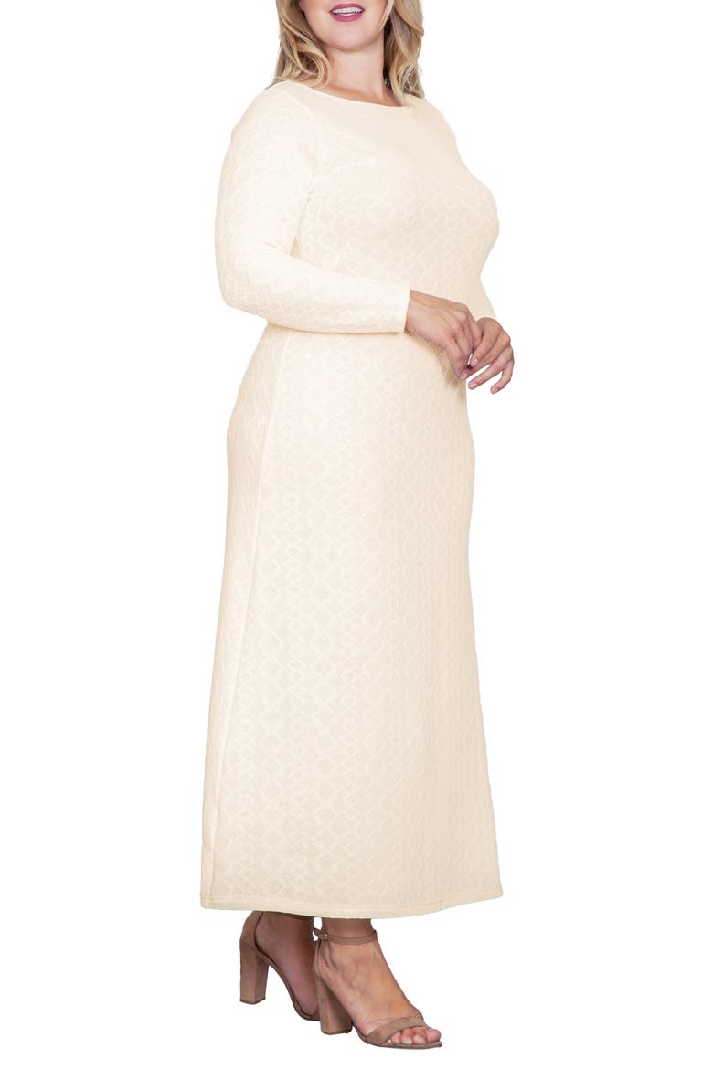Geo Jacquard Long Sleeve Maxi Dress