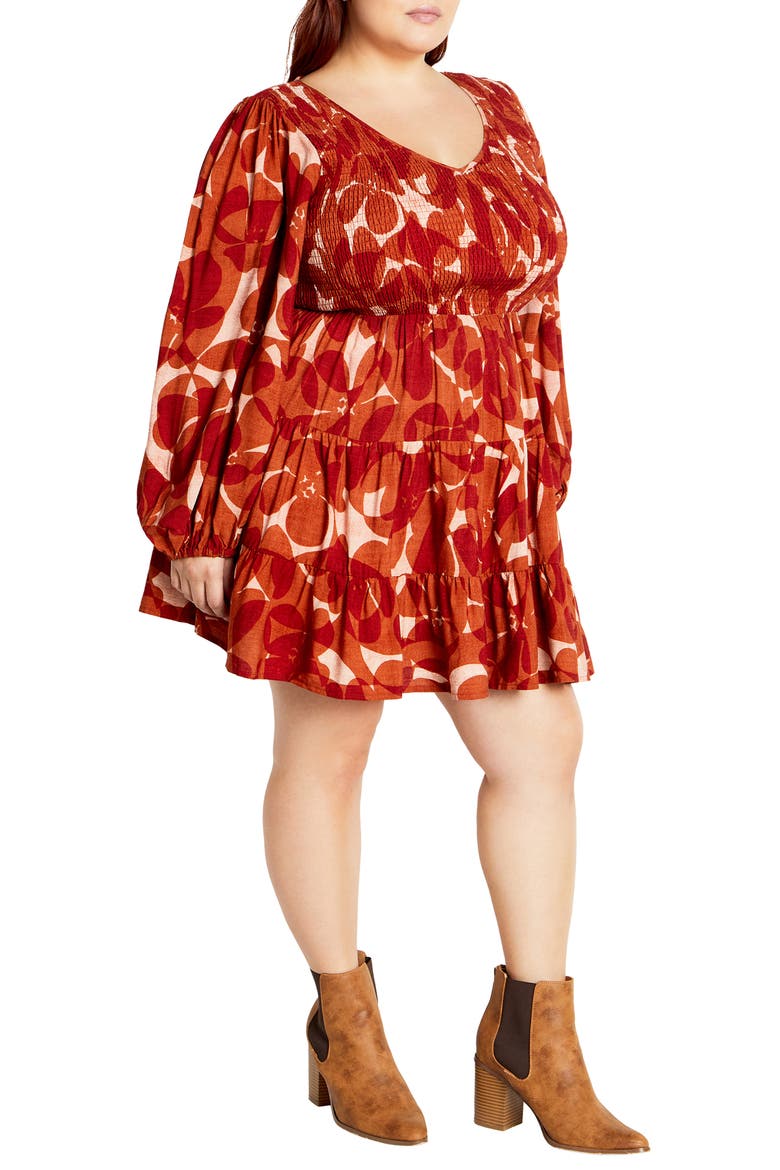 Celine Luna Print Long Sleeve Minidress