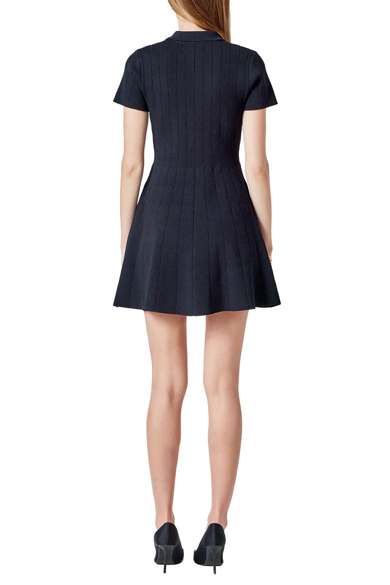 Rib Jewel Button Fit & Flare Minidress
