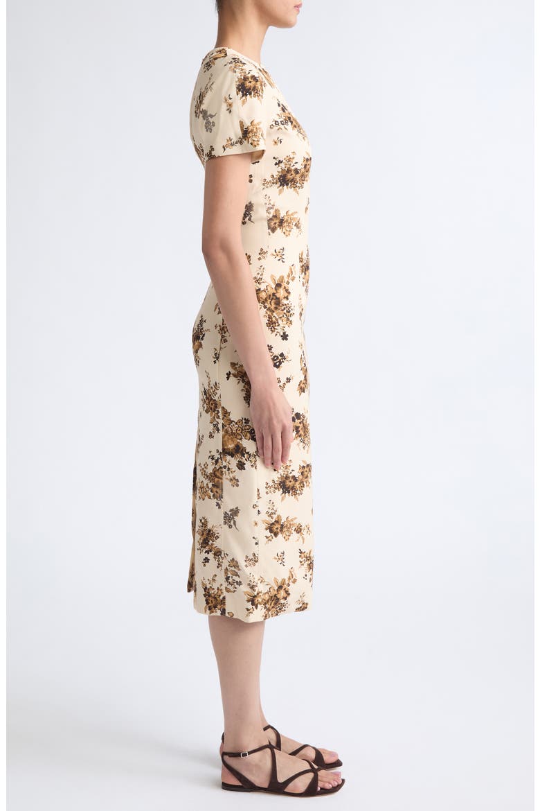 Envers Floral Satin Sheath Midi Dress