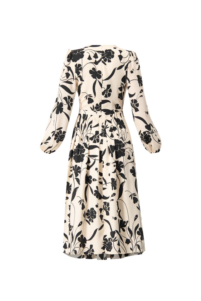V-Neck Midi Dress with Long Sleeves