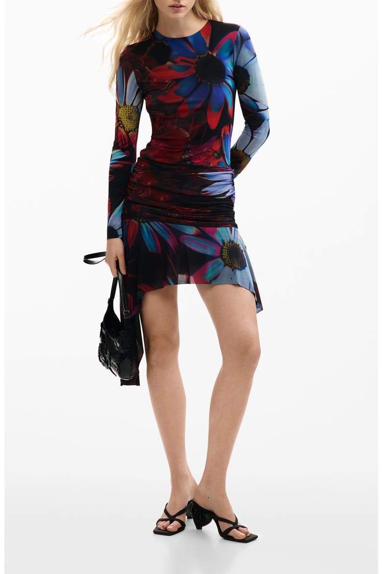 Floral Print Long Sleeve Minidress
