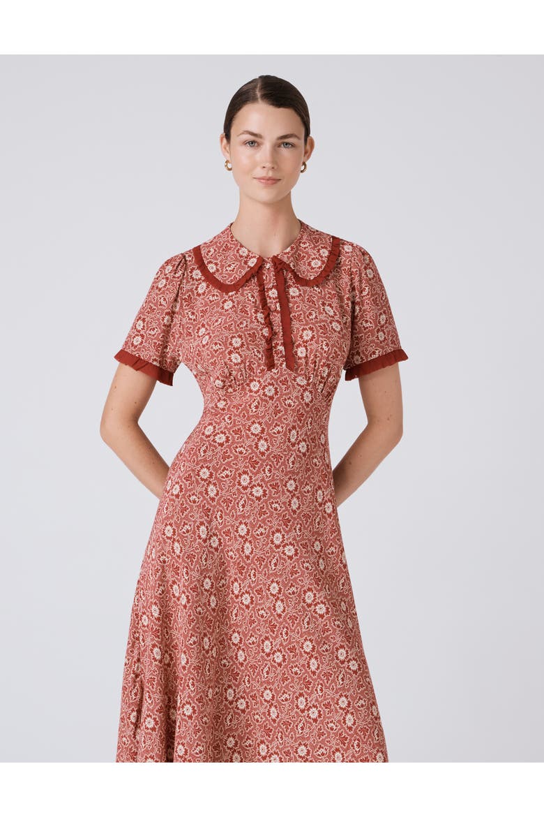 Taylor Floral Crepe Midi Tea Dress